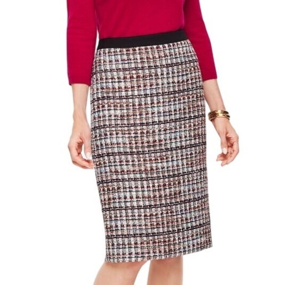 Talbots Dresses & Skirts - NWT Talbots Womens Tweed Pencil Skirt Black Multi Size 8 Old Money Preppy Career